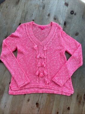 Lilly Pulitzer Pink Tassel Knit Pullover